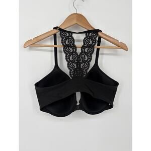 Victoria’s Secret Bra 36DDD Black Front Close Racerback Lace Push Up